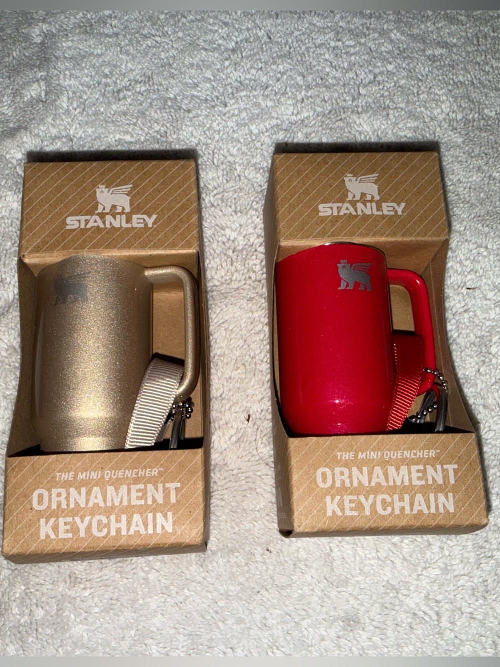 Stanley Mini Quencher Ornament Keychain - Red and Gold Mug Set